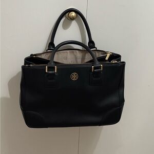 Tory Burch Black Leather Double-Zip Satchel
